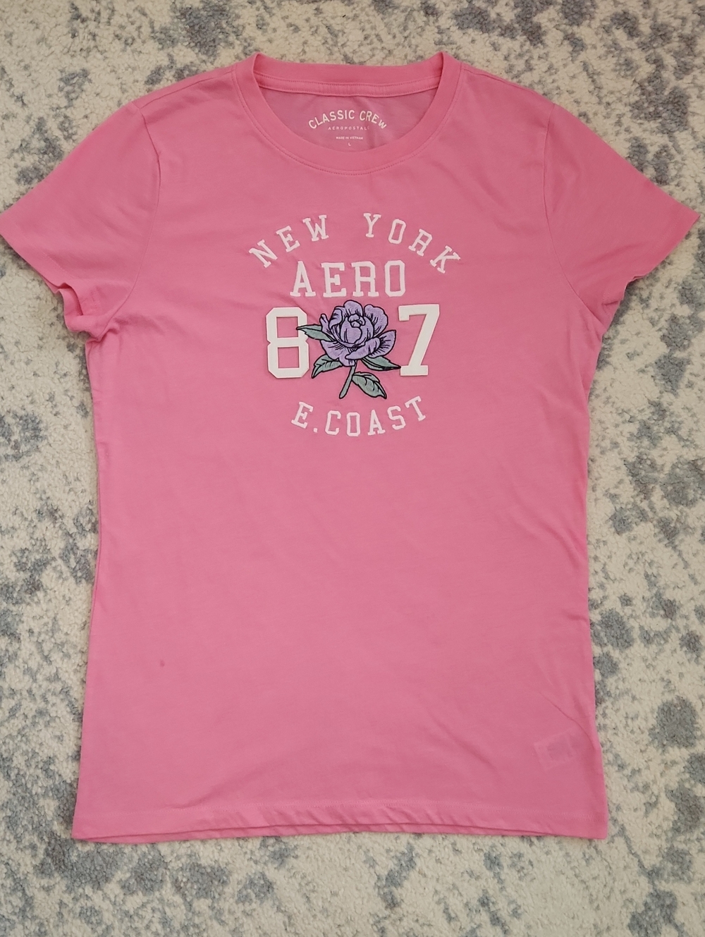 Pink Graphic Crewneck Tee - Classic Floral Logo